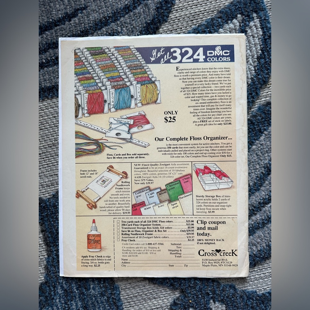 🔥Vintage 1988 Cross Stitch & Country Crafts Paperback Magazine July/August 1988 - Picture 3 of 3